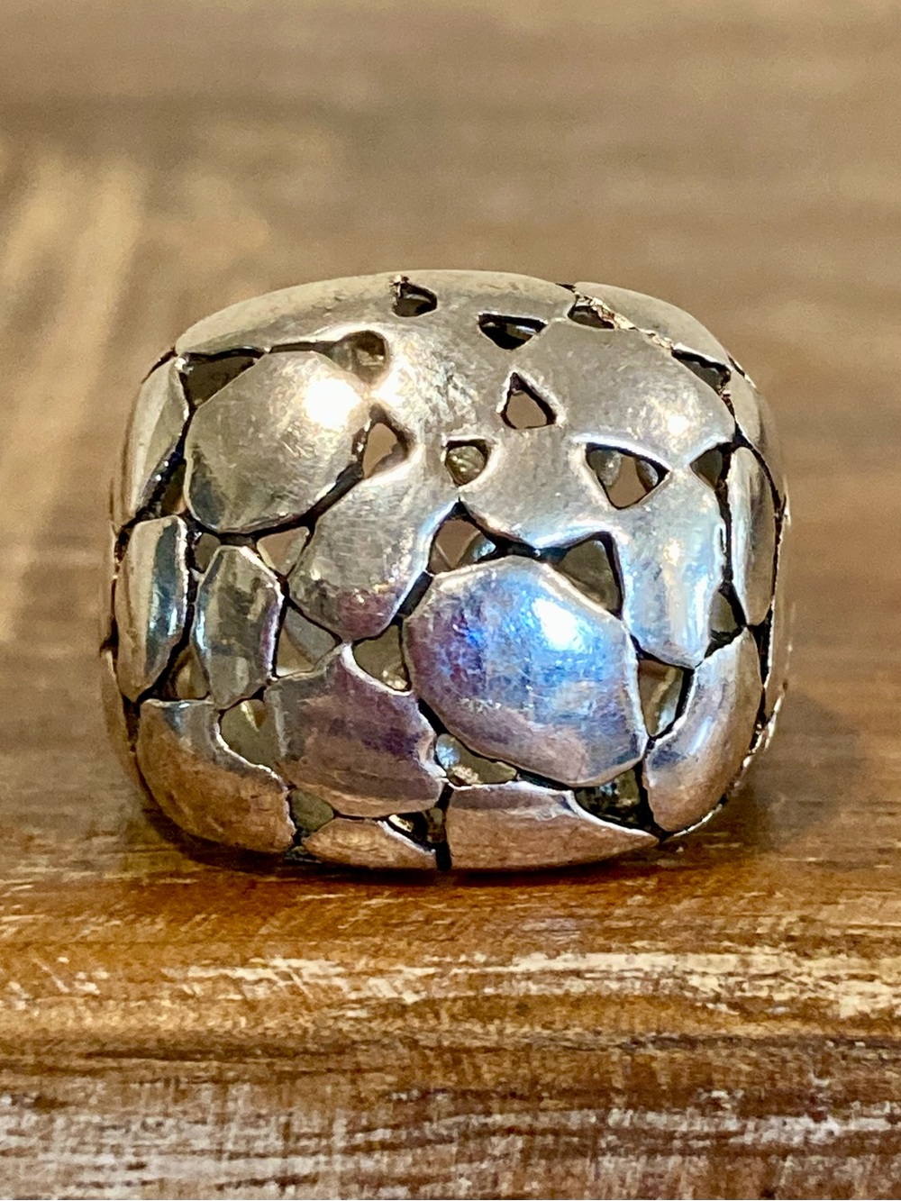 Sterling Silver Chunky Pebble Ring Size 9.5